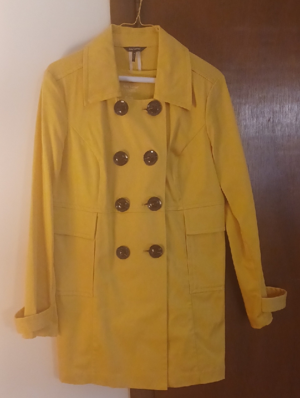 Daisy Fuentes Double Breasted Coat With Matching Shirt Beautiful Yellow Sz Med